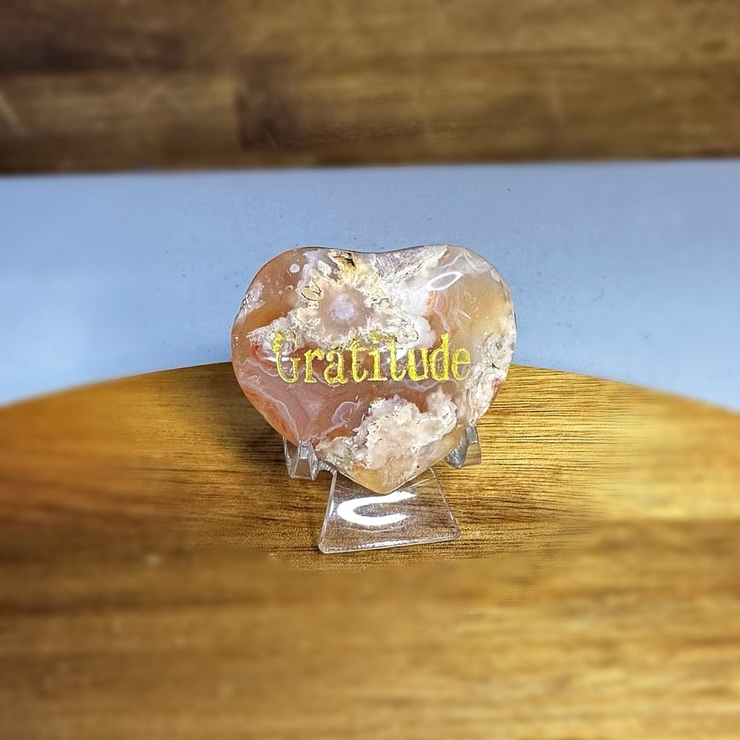 Flower Agate Gratitude Heart