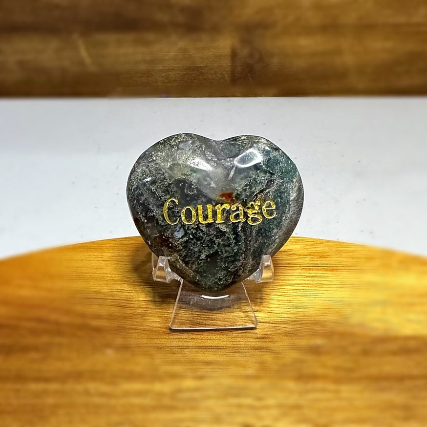 Moss Agate Courage Heart