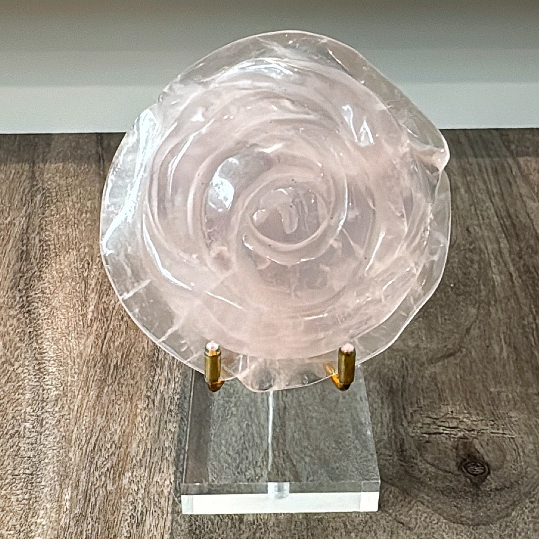 Rose Quartz Rose with Stand