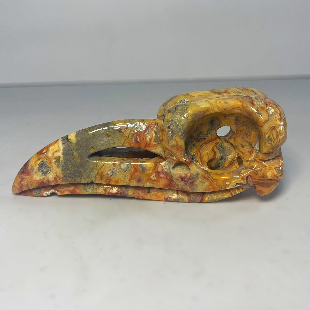 Crazy Lace Agate Raven Skull