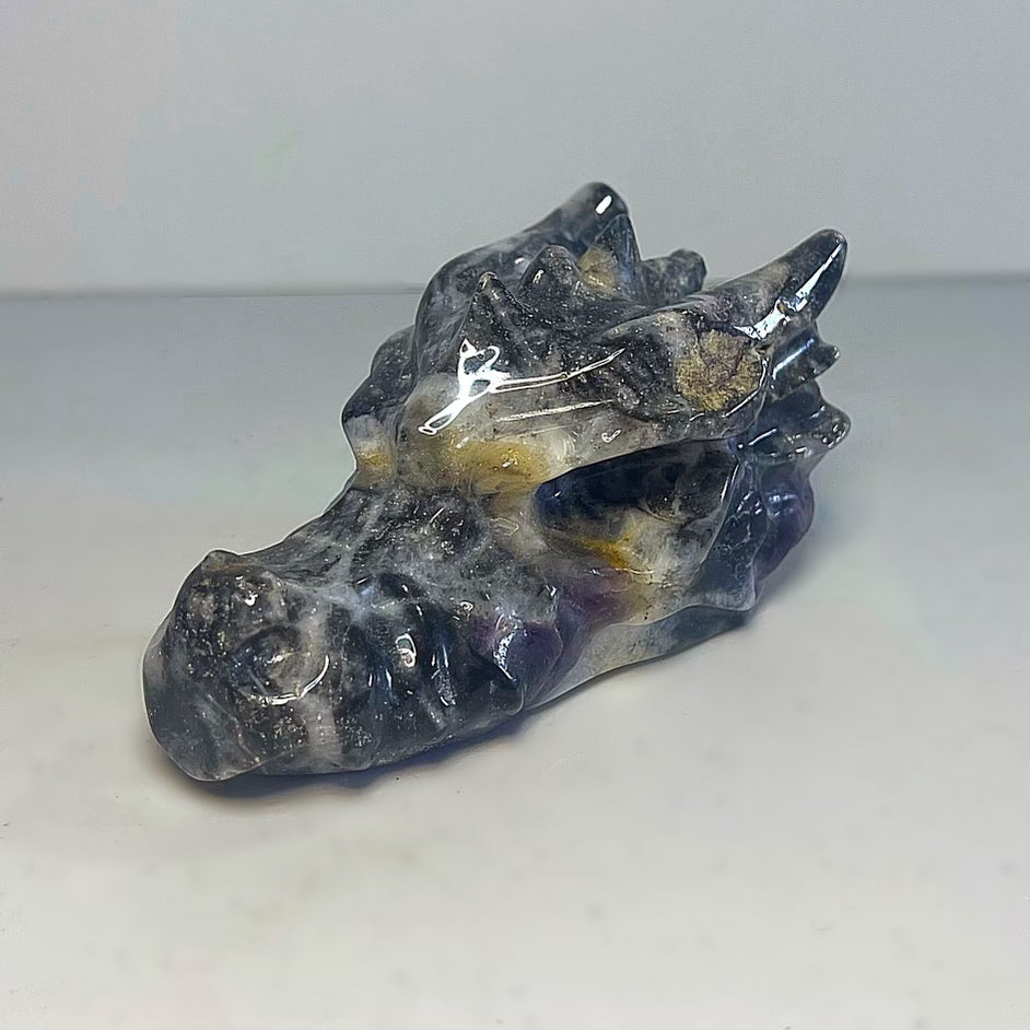 Amethyst with Tourmaline Dragon Head